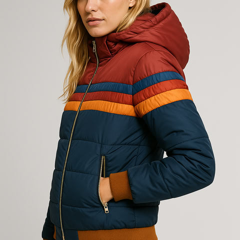Women's Waterproof Puffer Jacket Hooded Insulated Black