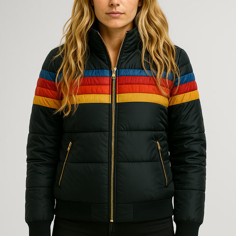 Women's Waterproof Puffer Jacket Hooded Insulated Black
