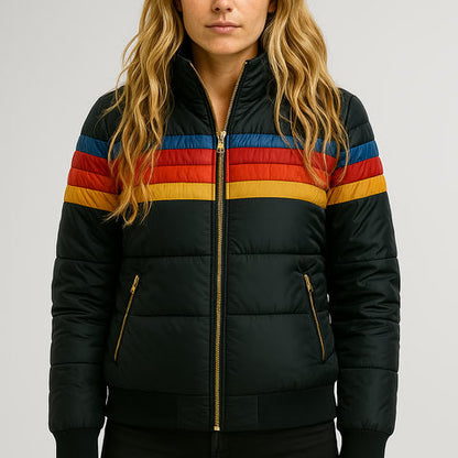 Women's Waterproof Puffer Jacket Hooded Insulated Black