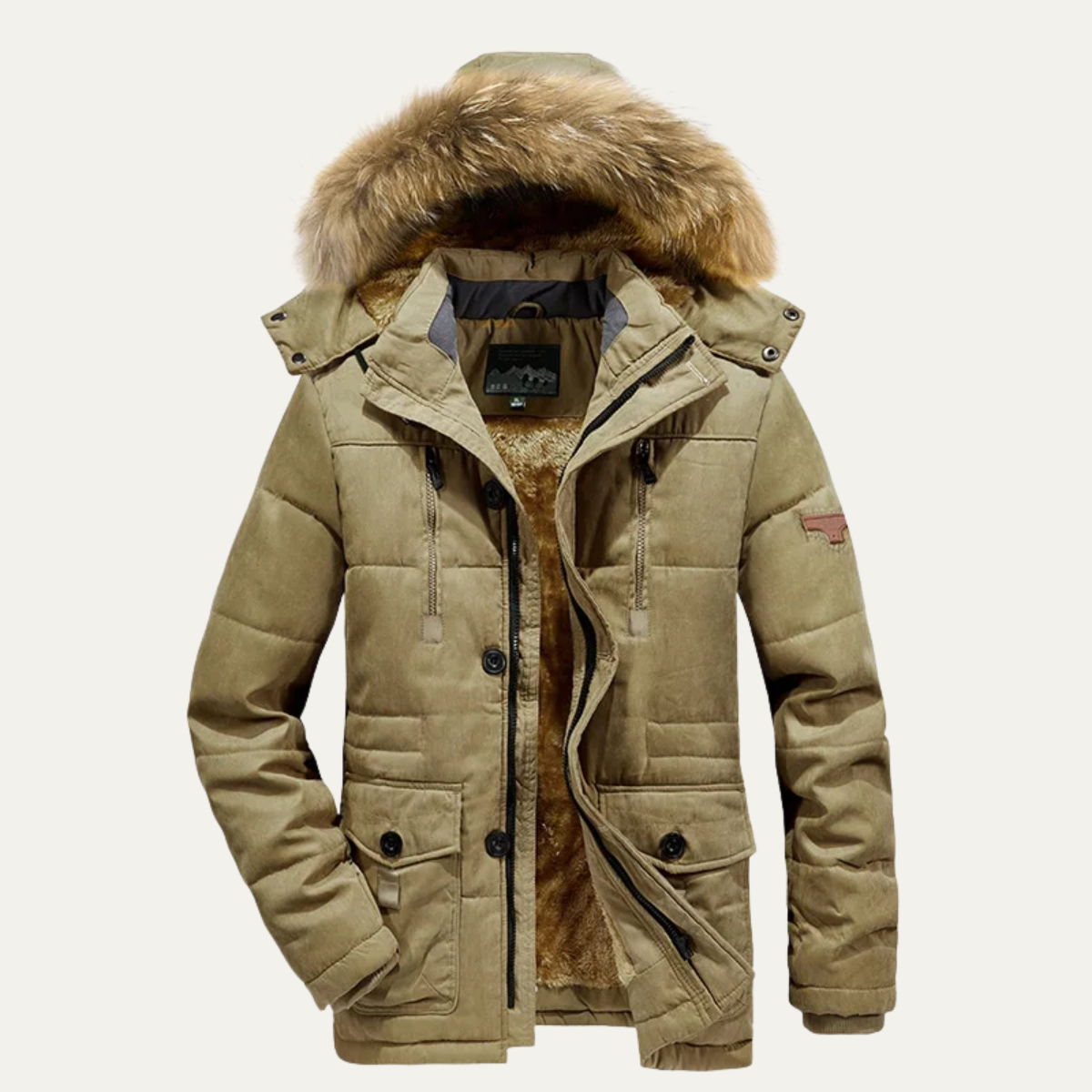 Men's Winter Parka Jacket Fleece Lining Warm - VibreMode