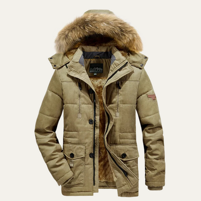 Men's Winter Parka Jacket Fleece Lining Warm - VibreMode
