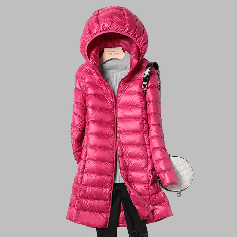 Women's Down Jacket Detachable Hood Waterproof Insulated