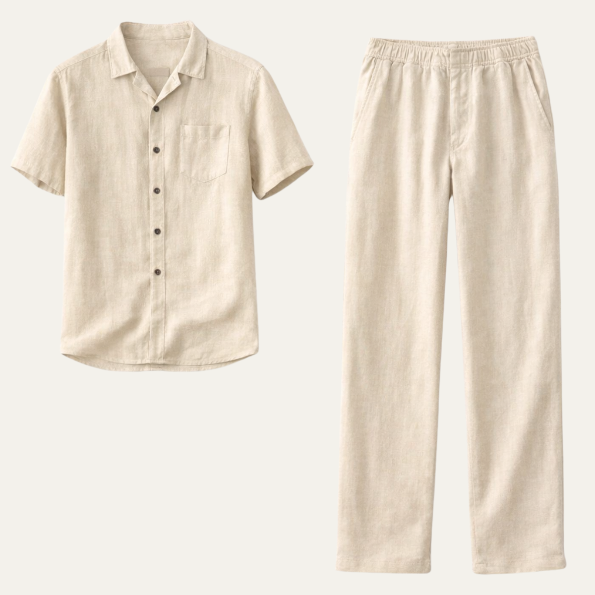 Men's Linen Beach Shirt And Pants Set - VibreMode