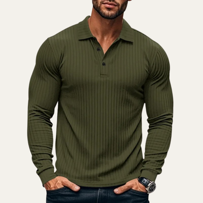 Men's Ribbed Knitted Polo Shirt