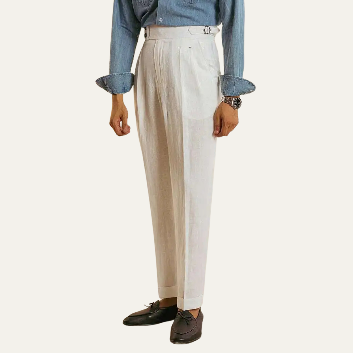 Men's Linen High Waist Dress Pants