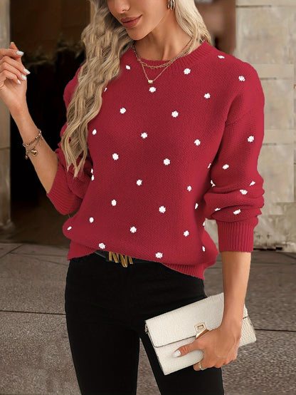 Women's Polka Dot Sweater Casual Knit