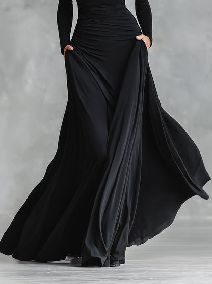Elegant Floor-Length Sleeve Maxi Dress