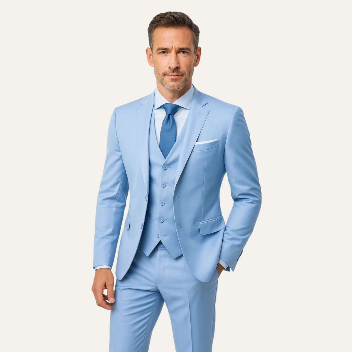 Men's 3 Piece Suit Set Wool Blazer Waistcoat Trousers