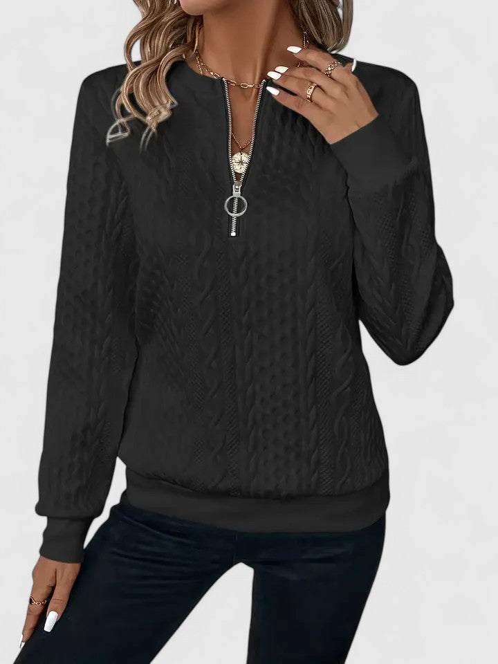 Women's Cable Knit Sweater Zip Front