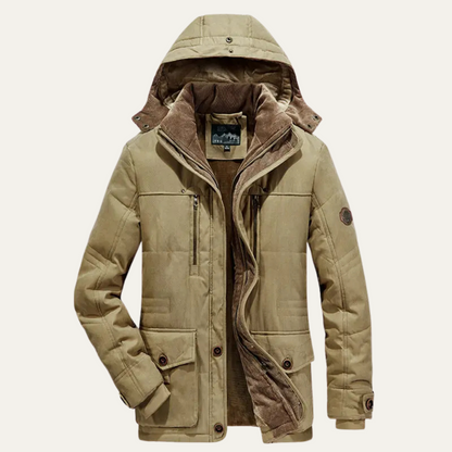 Men's Hooded Fleece Lined Winter Jacket - VibreMode
