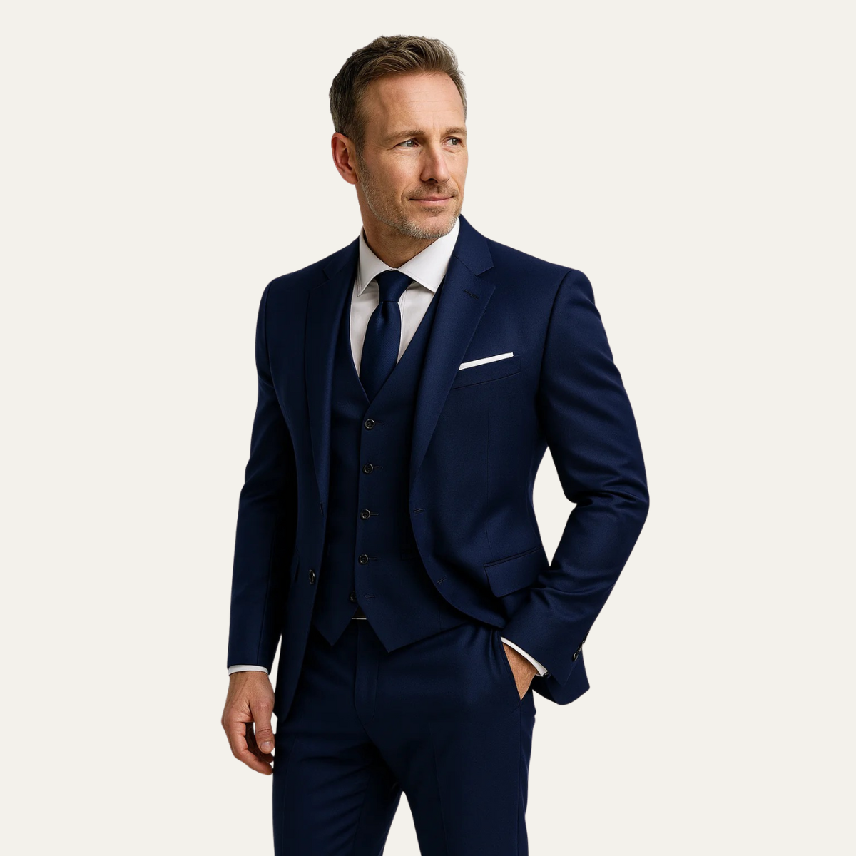 Men's 3 Piece Suit Set Wool Blazer Waistcoat Trousers