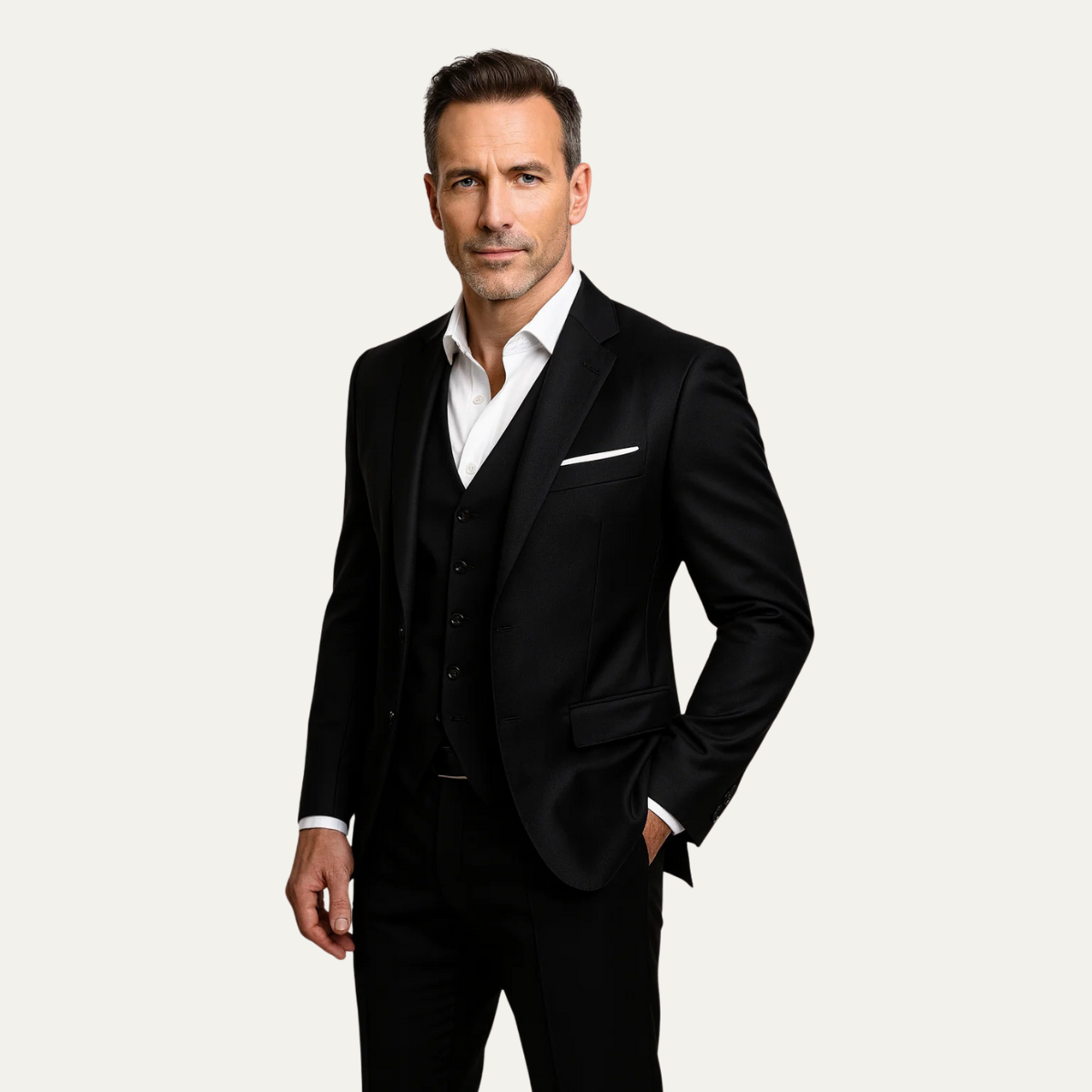 Men's 3 Piece Suit Set Wool Blazer Waistcoat Trousers