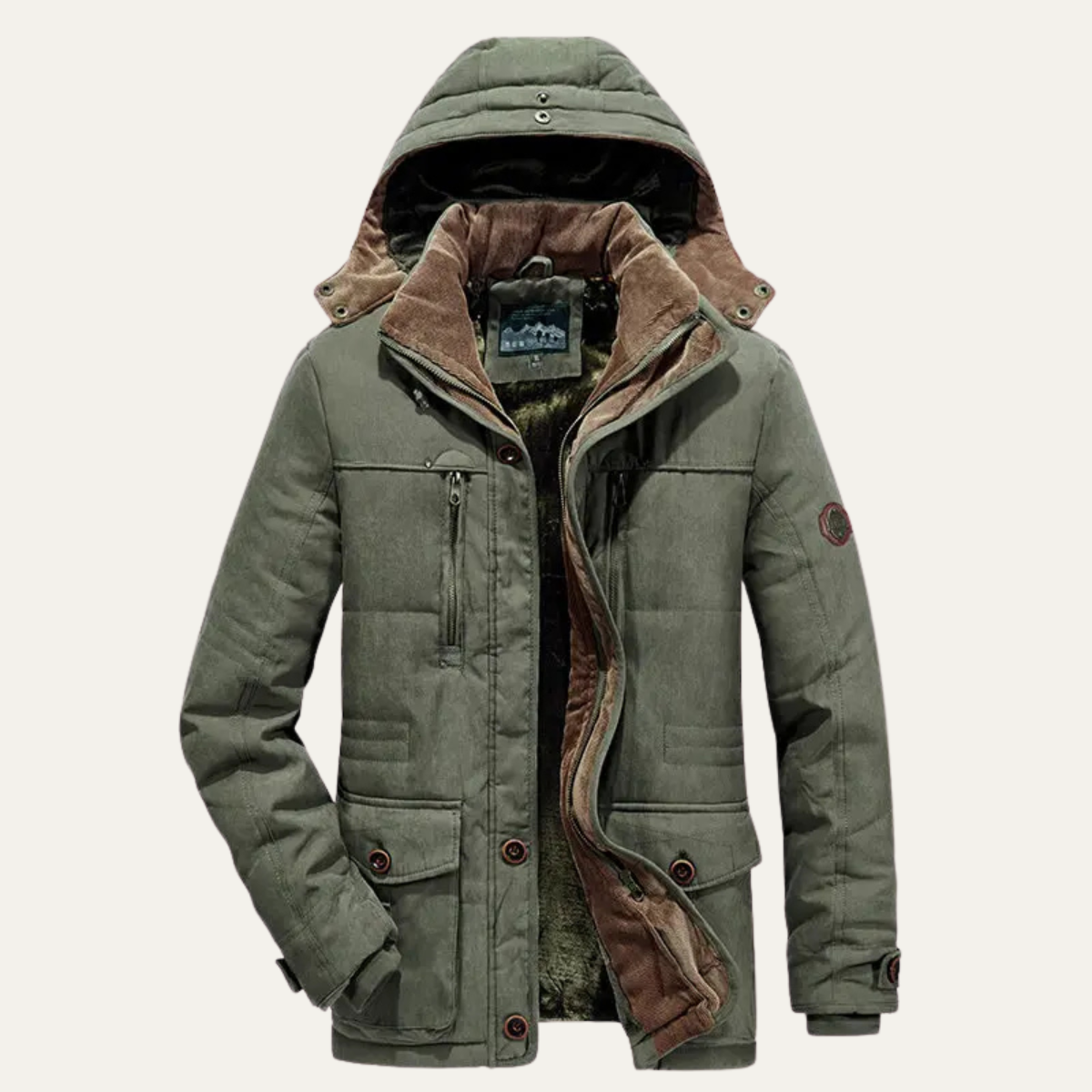 Men's Hooded Fleece Lined Winter Jacket