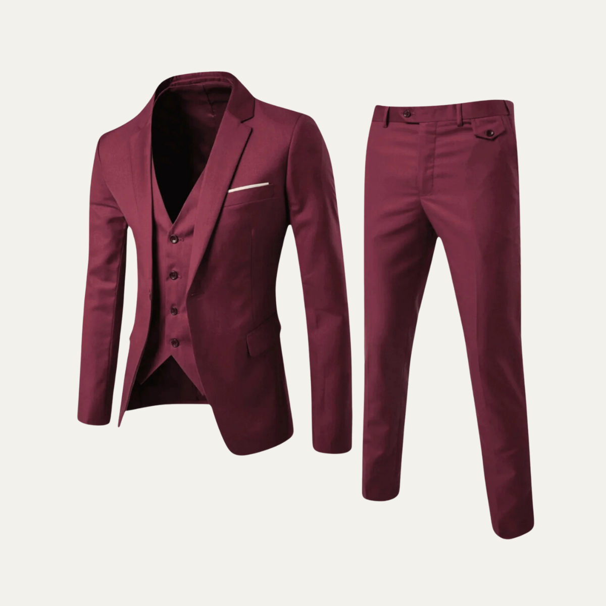 Men's 3 Piece Suit Set Wool Blazer Waistcoat Trousers