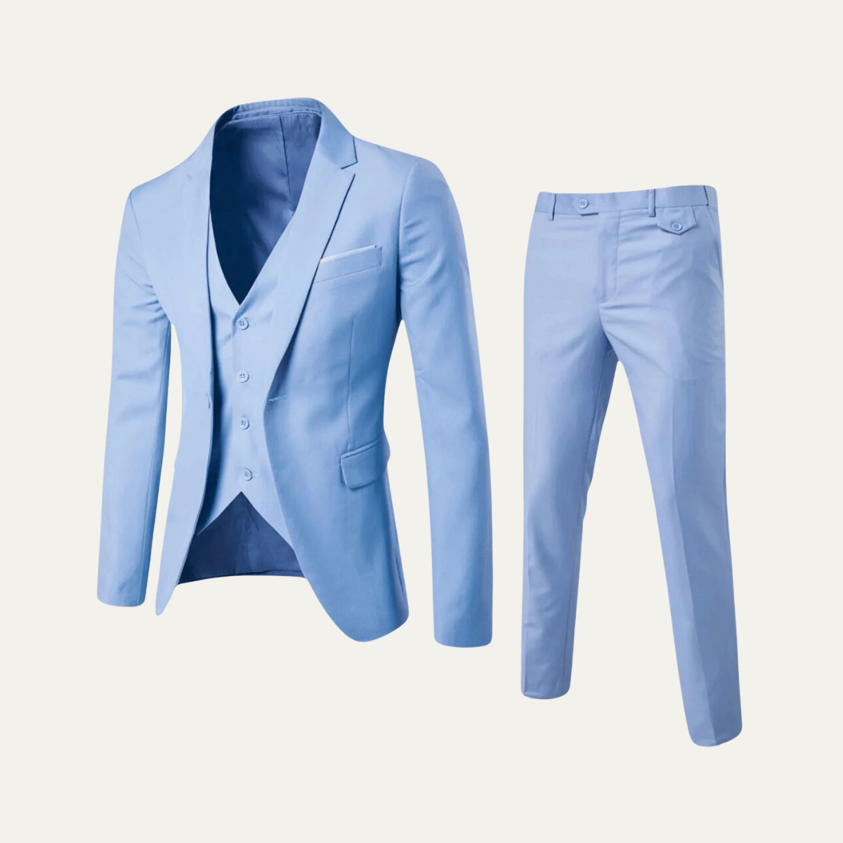 Men's 3 Piece Suit Set Wool Blazer Waistcoat Trousers