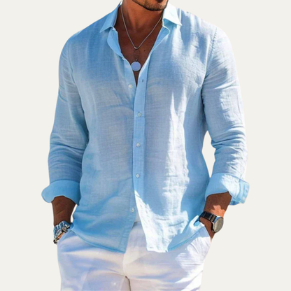 Men's Cotton Linen Casual Shirt - VibreMode