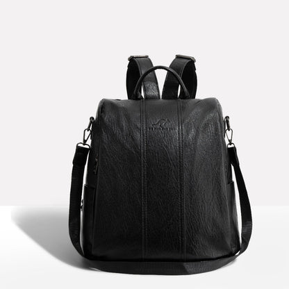 Women's Leather Convertible Backpack Hidden Pockets - VibreMode