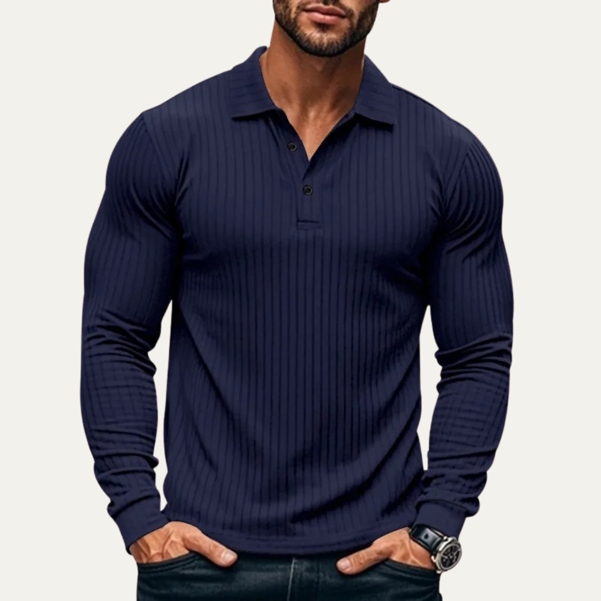 Men's Ribbed Knitted Polo Shirt
