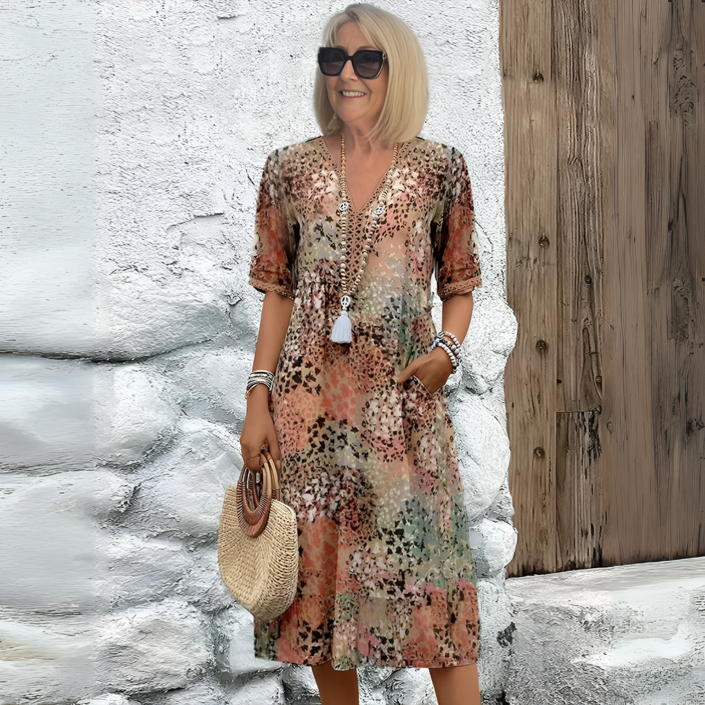 Women's Soft V-Neck Midi Dress