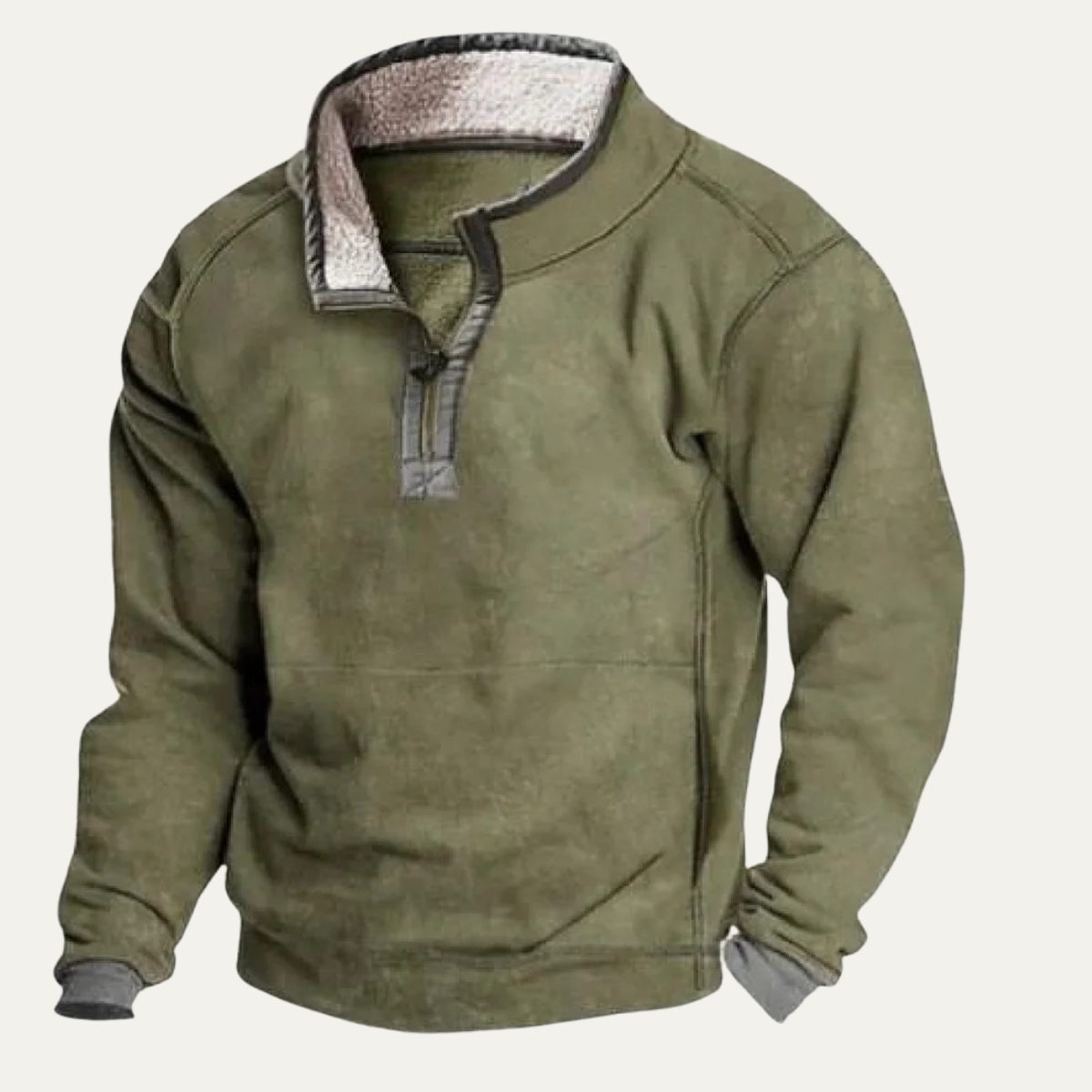 Mens Stand Collar Sweater Warm Half Button Outdoor