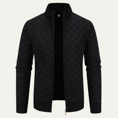 Men's Thick Knitted Full Zip Fleece Lined Jacket