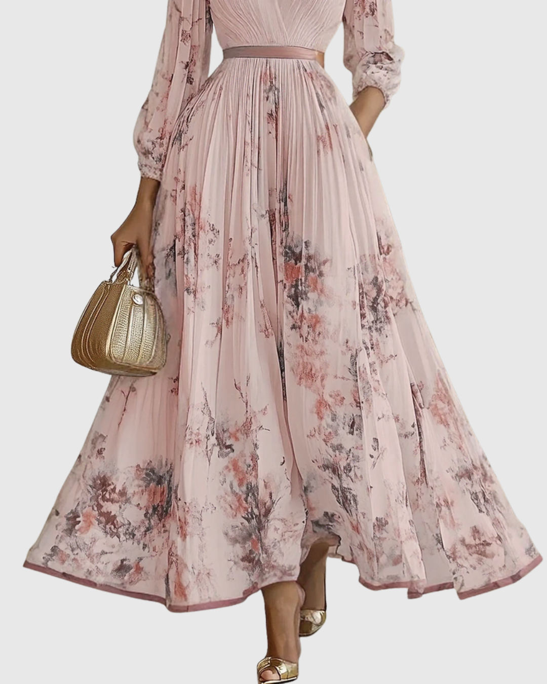 Women's Pleated Maxi Dress Elegant