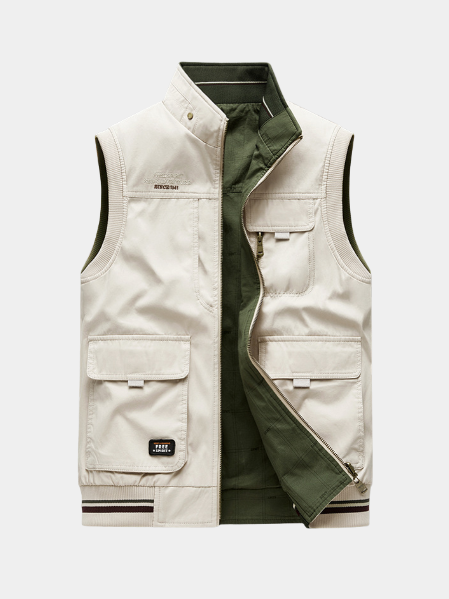 Men's Multi Pocket Vest Zip Front - VibreMode