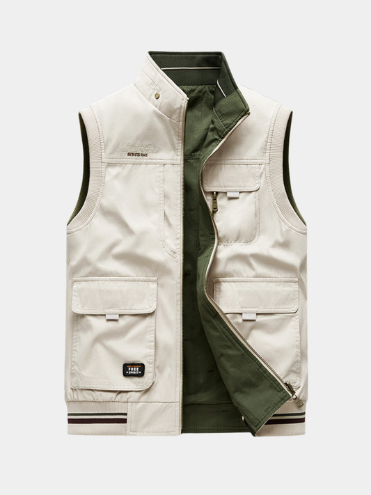 Men's Multi Pocket Vest Zip Front - VibreMode