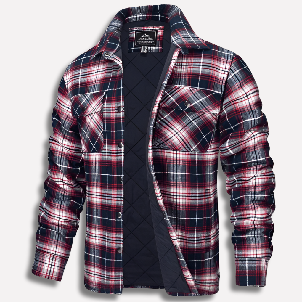 Men's Cotton Flannel Shirt Checked Red Plaid