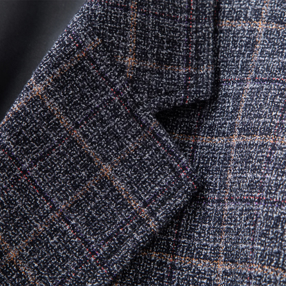 Men's Plaid Jacket Business Casual Wool Blend
