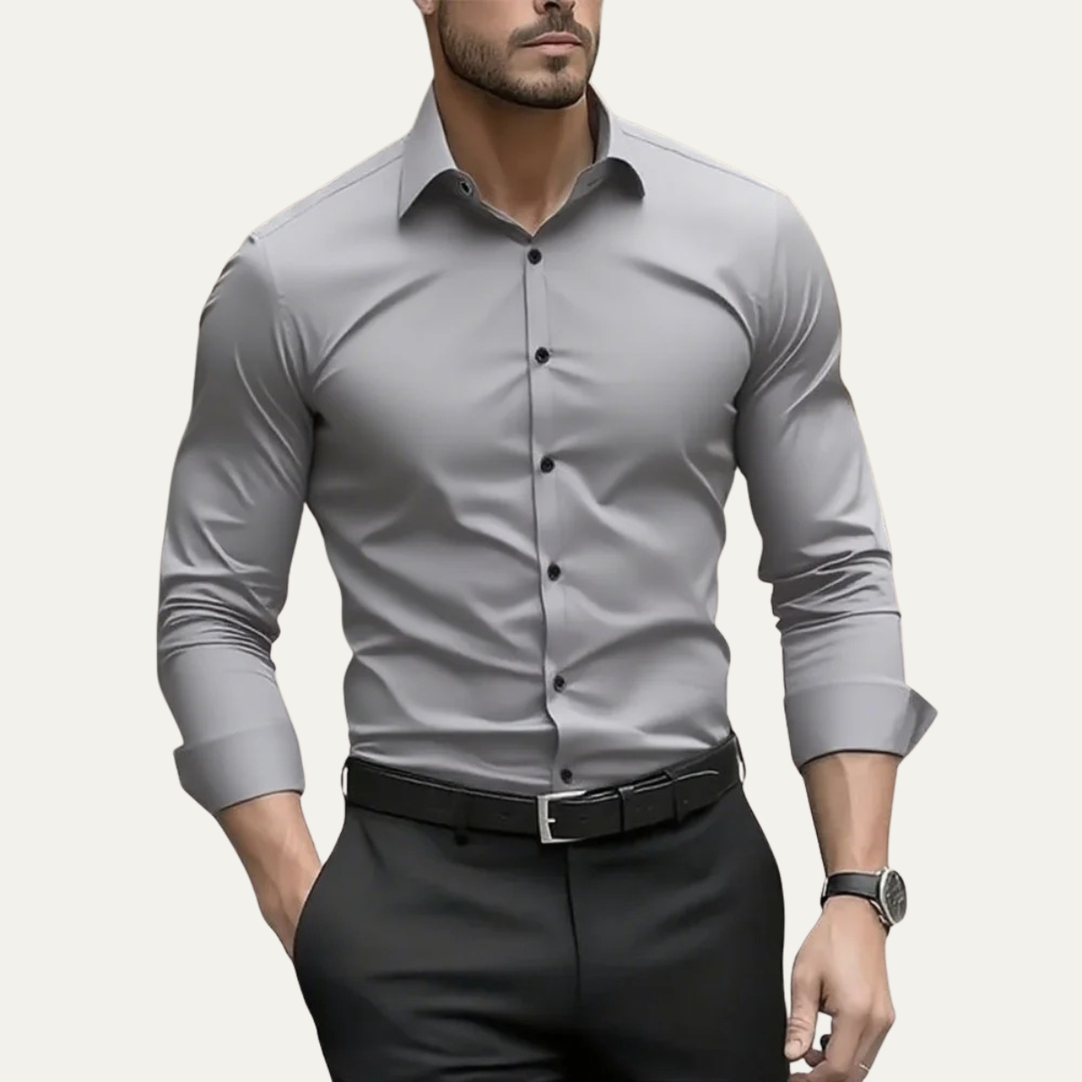 Men's Business Shirt Solid Color Cotton