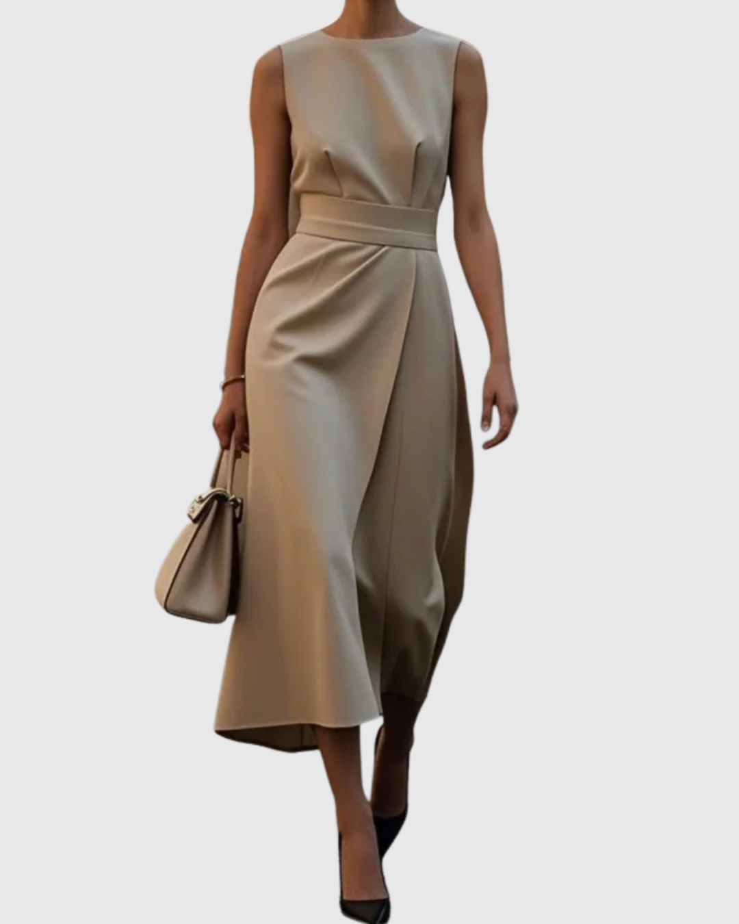 Elegant Ladies' Strapless Mid Length Dress Twist Detail
