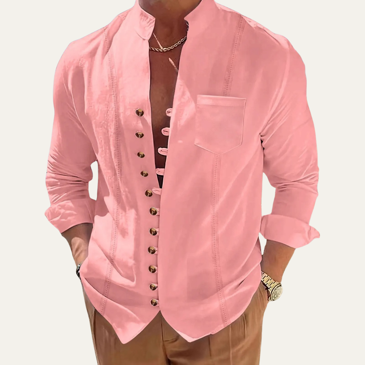 Men's Retro Casual Shirt Multi Button Summer