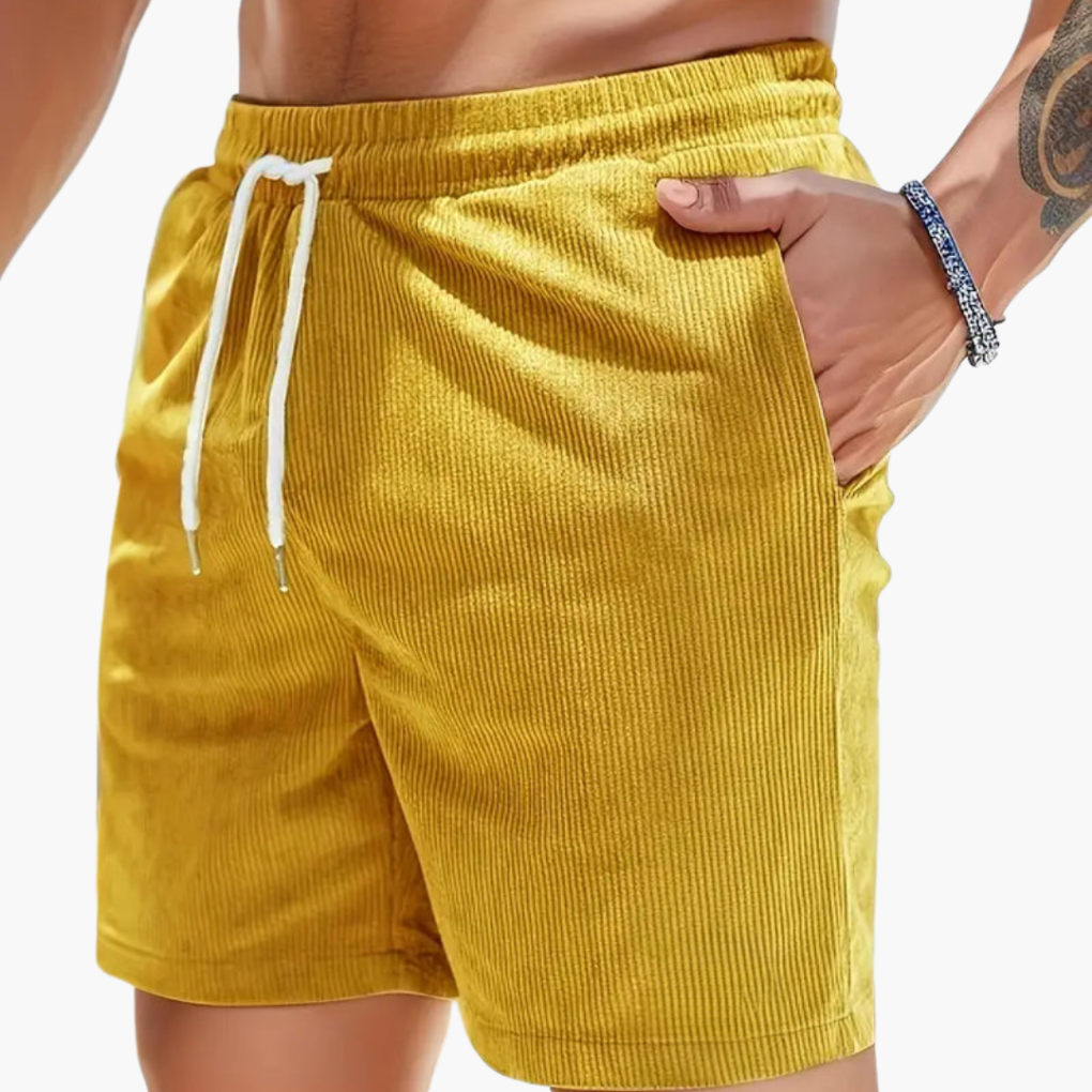Men's Cotton Cord Shorts Casual Beige