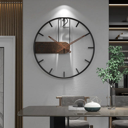 Steel Walnut Modern Wall Clock - VibreMode