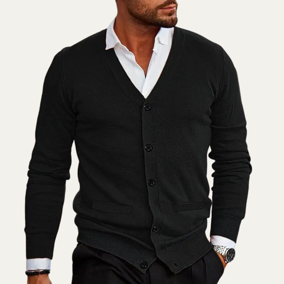 Men's Slim Fit V Neck Knit Cardigan