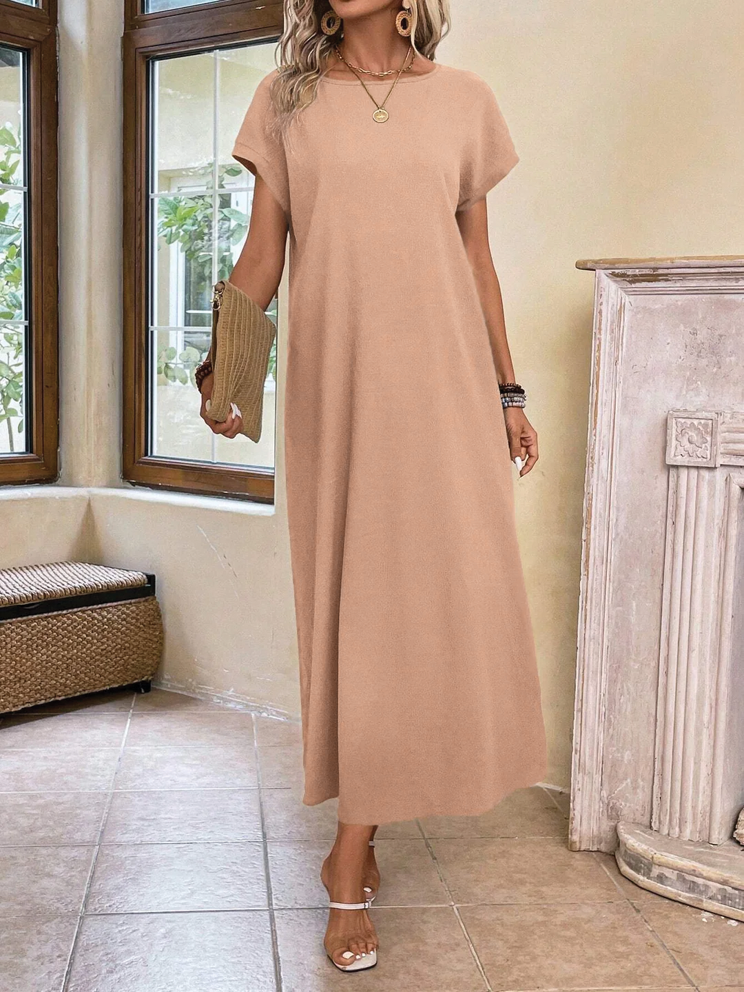 Relaxed Fit Bell Sleeve Tunic Dress - VibreMode