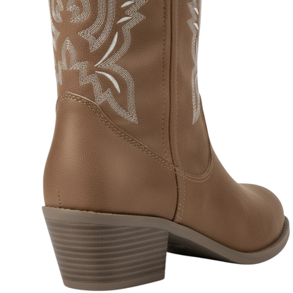 Warm Ankle Boots with Embroidery and Block Heels