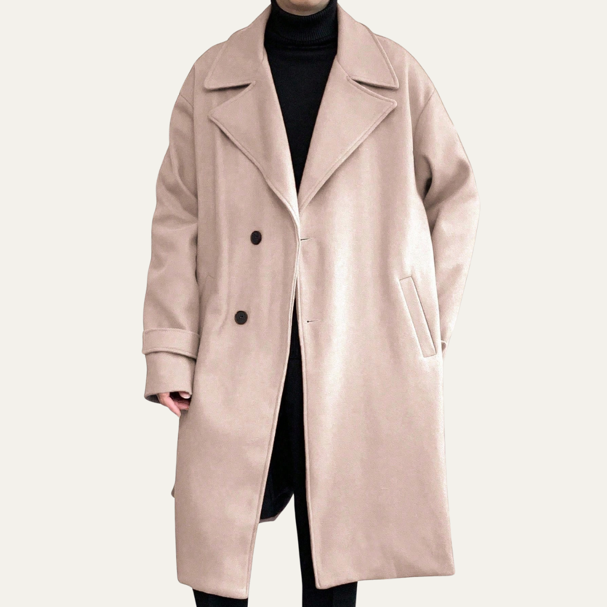 Men's Wool Wrap Coat Camel Brown with Belt