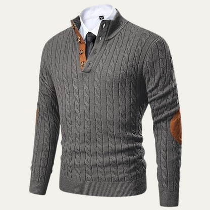 Men's Cable Knit Sweater Stand Collar
