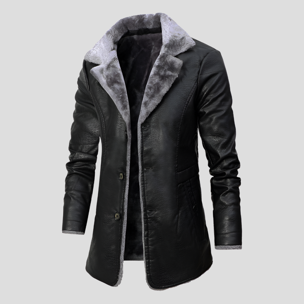 Men's Leather Coat Shearling Lined - VibreMode