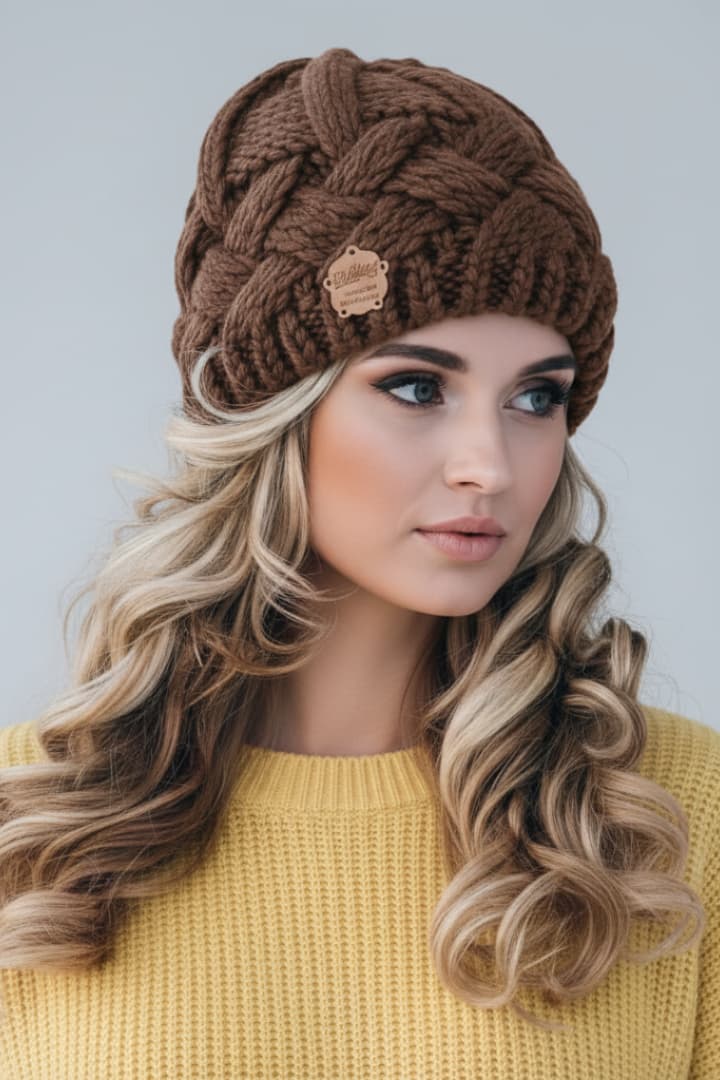 Women's Knit Beanie Thick Wool Folded Brim