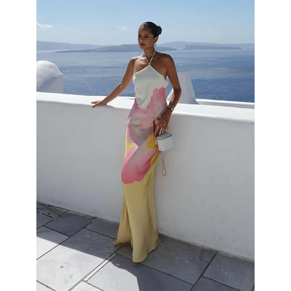 Women's Floral One Shoulder Maxi Dress