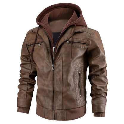 Women's Leather Winter Coat With Hood
