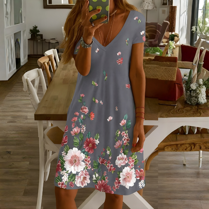 Women's V-Neck Short Sleeve Dress