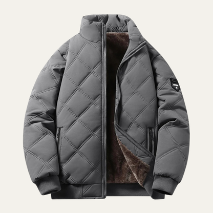 Men's Quilted Jacket Windproof Thermal Padded Fleece Lining Coat