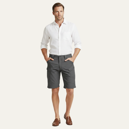 Men's Cargo Shorts Summer Casual Cotton Beige