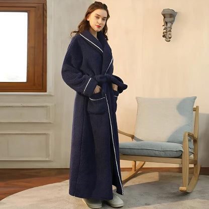 Plush Fleece Bathrobe Soft Warm Comfortable