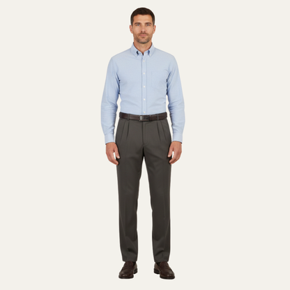 Men's Double Pleated High Waist Straight Leg Pants