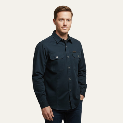 Men's Soft Cargo Shirt Multi Pocket Solid Color